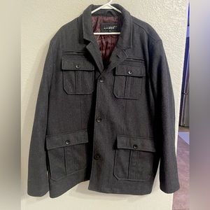 Black Rivet Men's Wool Pea Coat